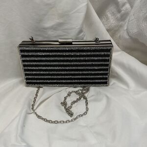 Jessica‎ McClintock BLACK, Clutch Purse / Crossbody Evening Bag, w/Chain